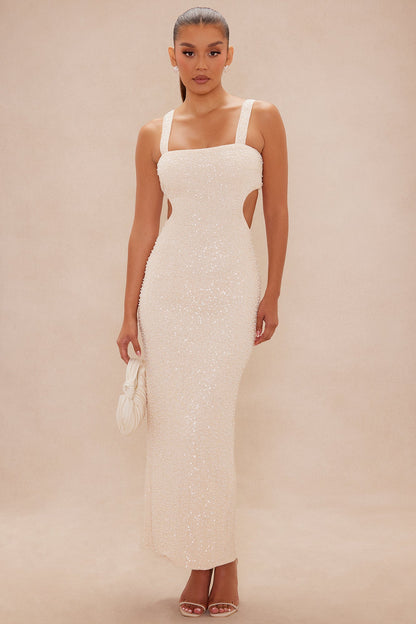 Maribelle Backless Sequin Maxi Dress - Champagne