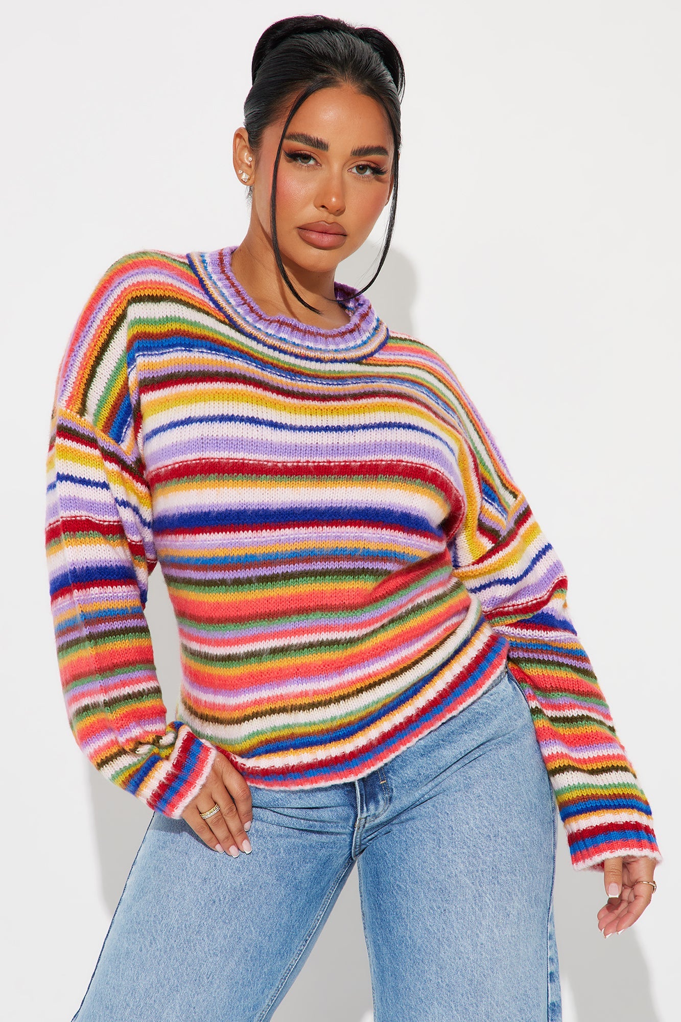 Soul Connection Striped Sweater - Multi Color