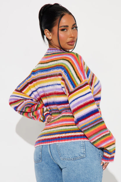 Soul Connection Striped Sweater - Multi Color
