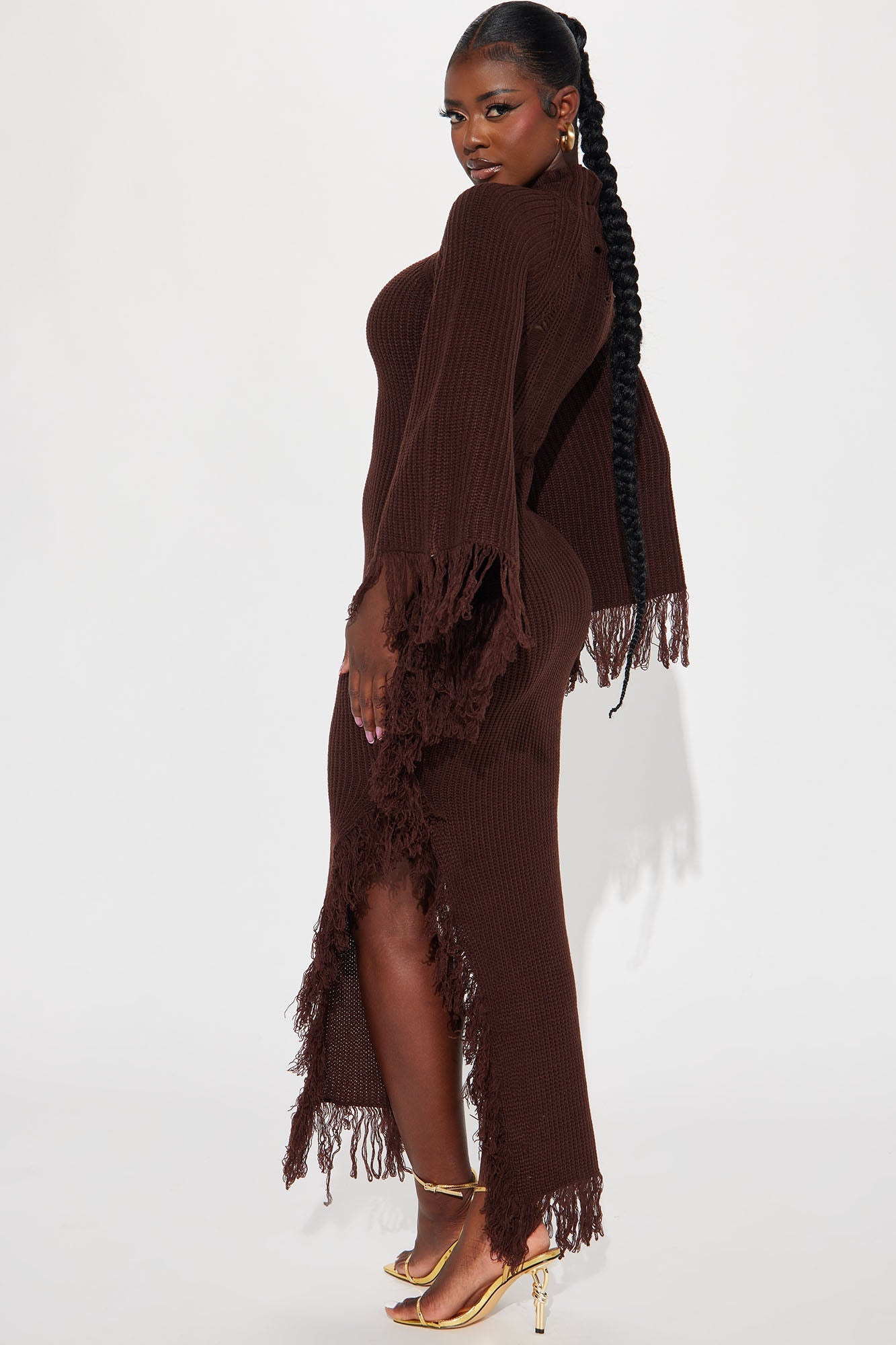 Venae Sweater Maxi Dress - Brown