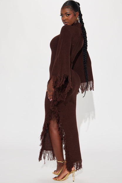 Venae Sweater Maxi Dress - Brown