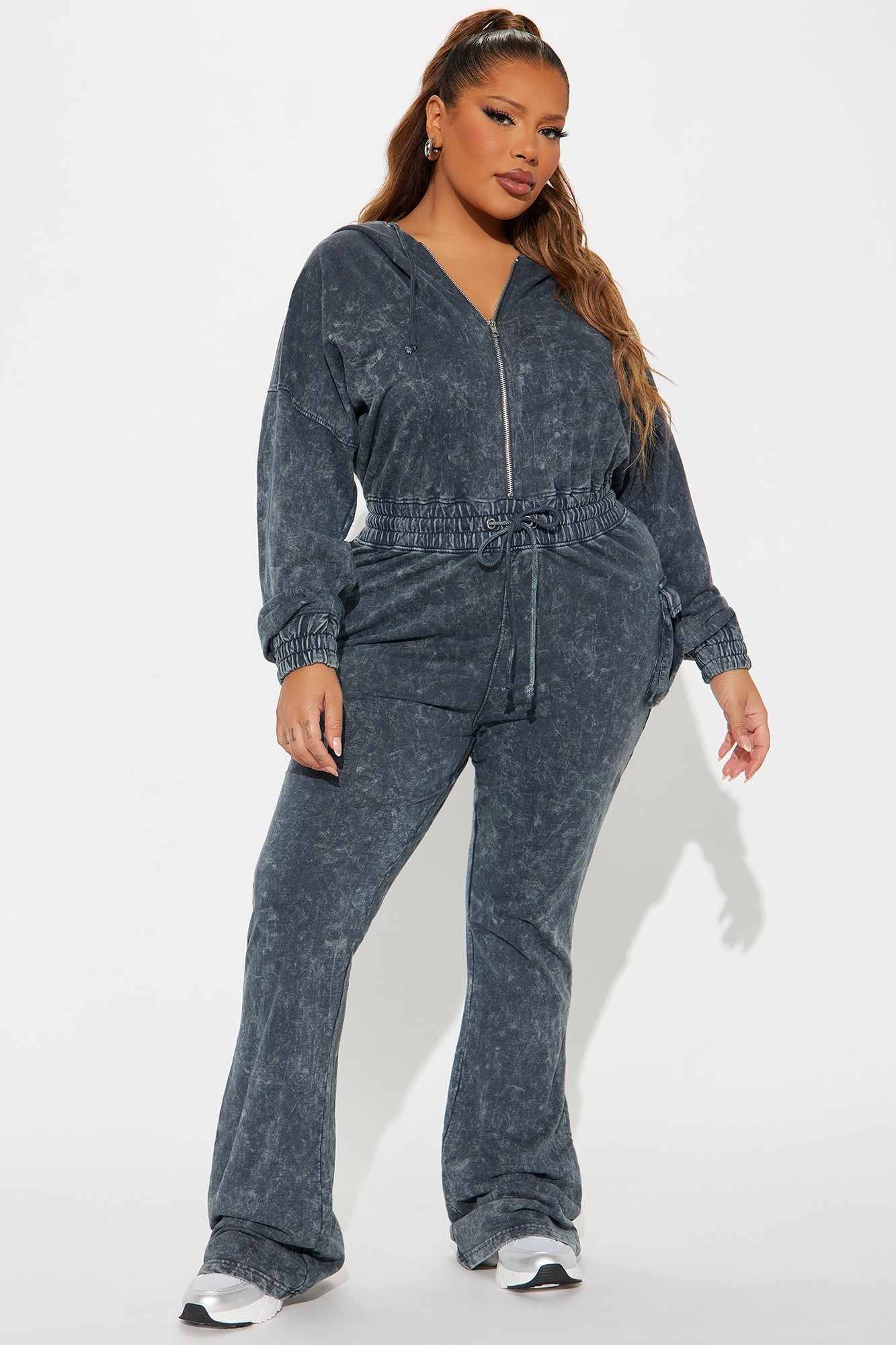 Found My Peace Washed Jumpsuit - Navy
