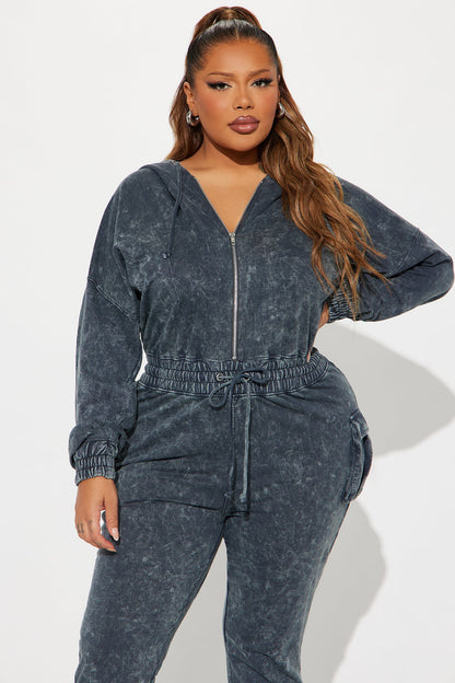 Found My Peace Washed Jumpsuit - Navy