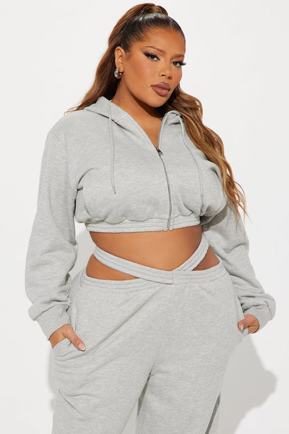Chill Time Fleece Pant Set - Heather Grey