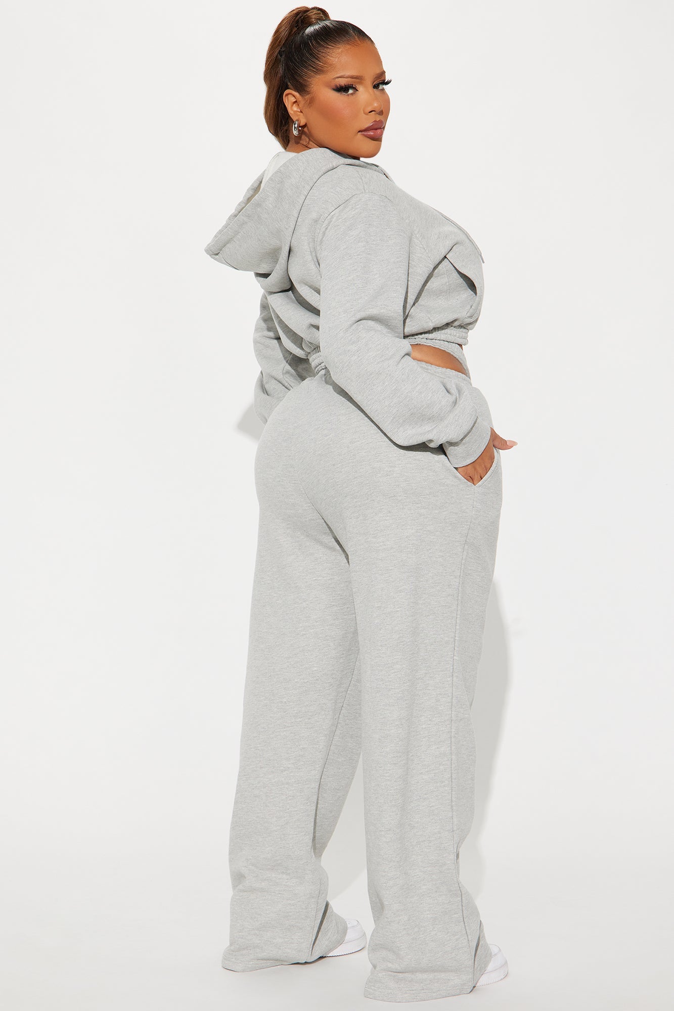 Chill Time Fleece Pant Set - Heather Grey