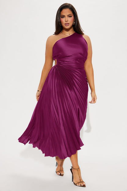 Belle Satin Maxi Dress - Magenta