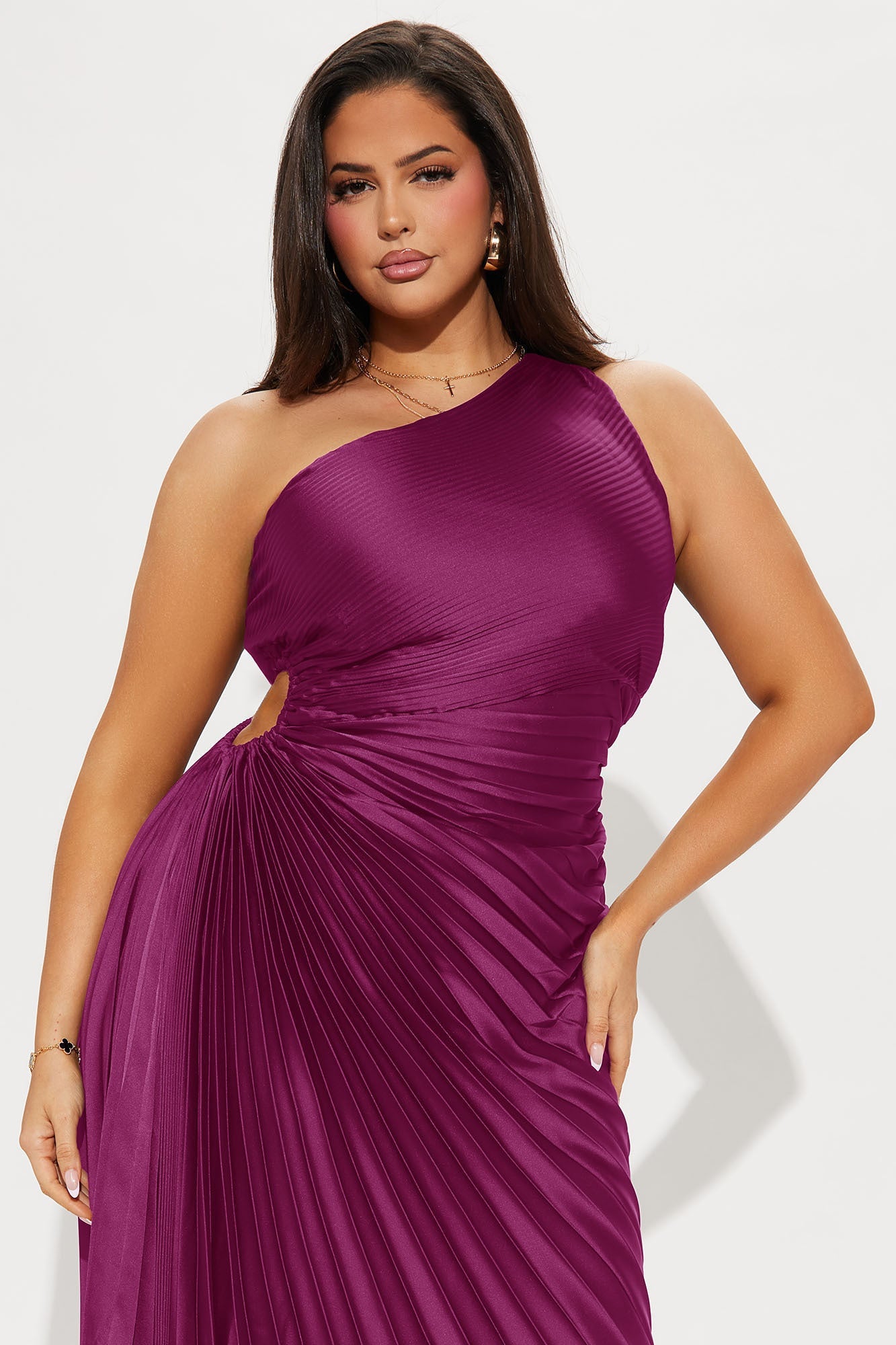 Belle Satin Maxi Dress - Magenta