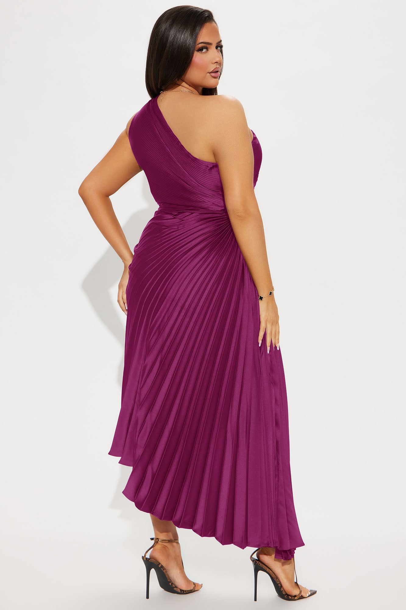 Belle Satin Maxi Dress - Magenta