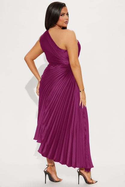 Belle Satin Maxi Dress - Magenta