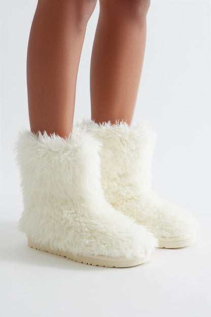 Yetti Faux Fur Booties - Cream