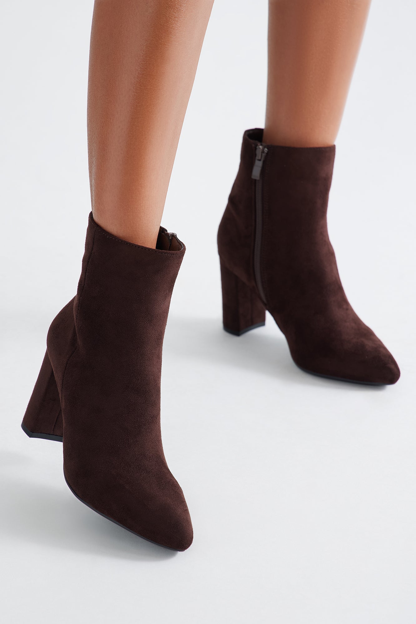 Park Faux Suede Booties - Brown