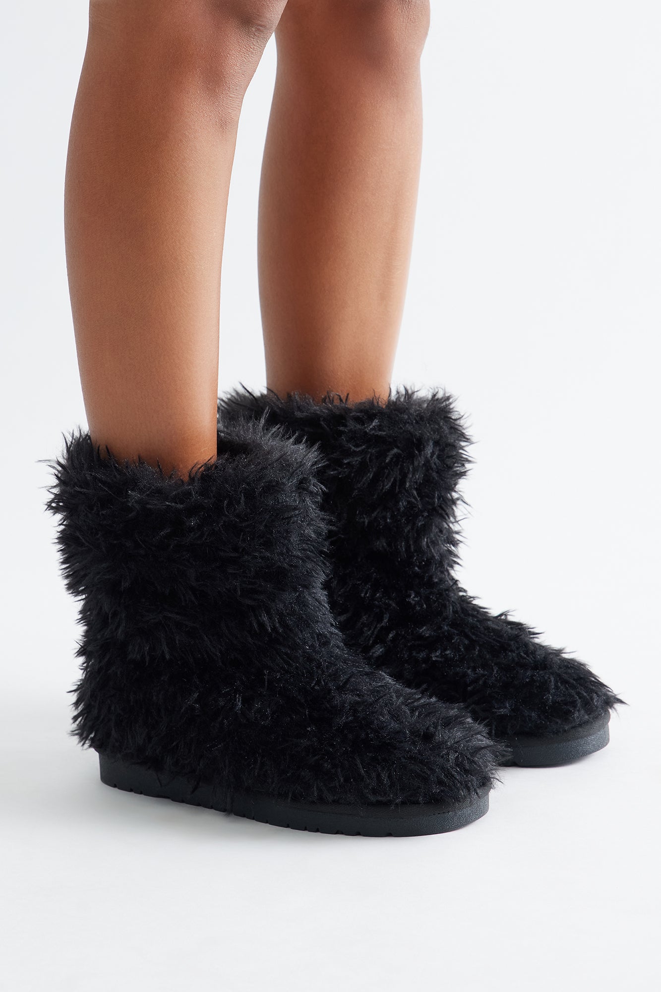 Yetti Faux Fur Booties - Black