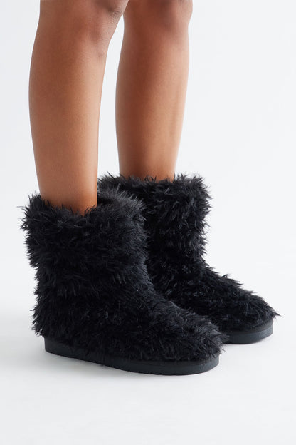 Yetti Faux Fur Booties - Black