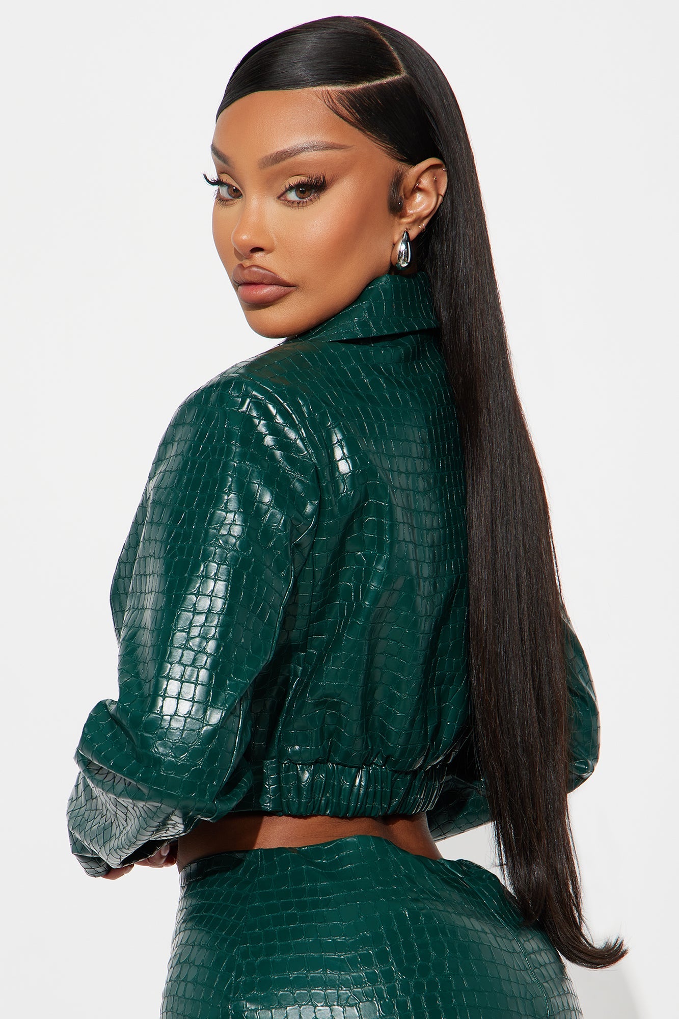 Tara Croc Faux Leather Mini Skirt - Green