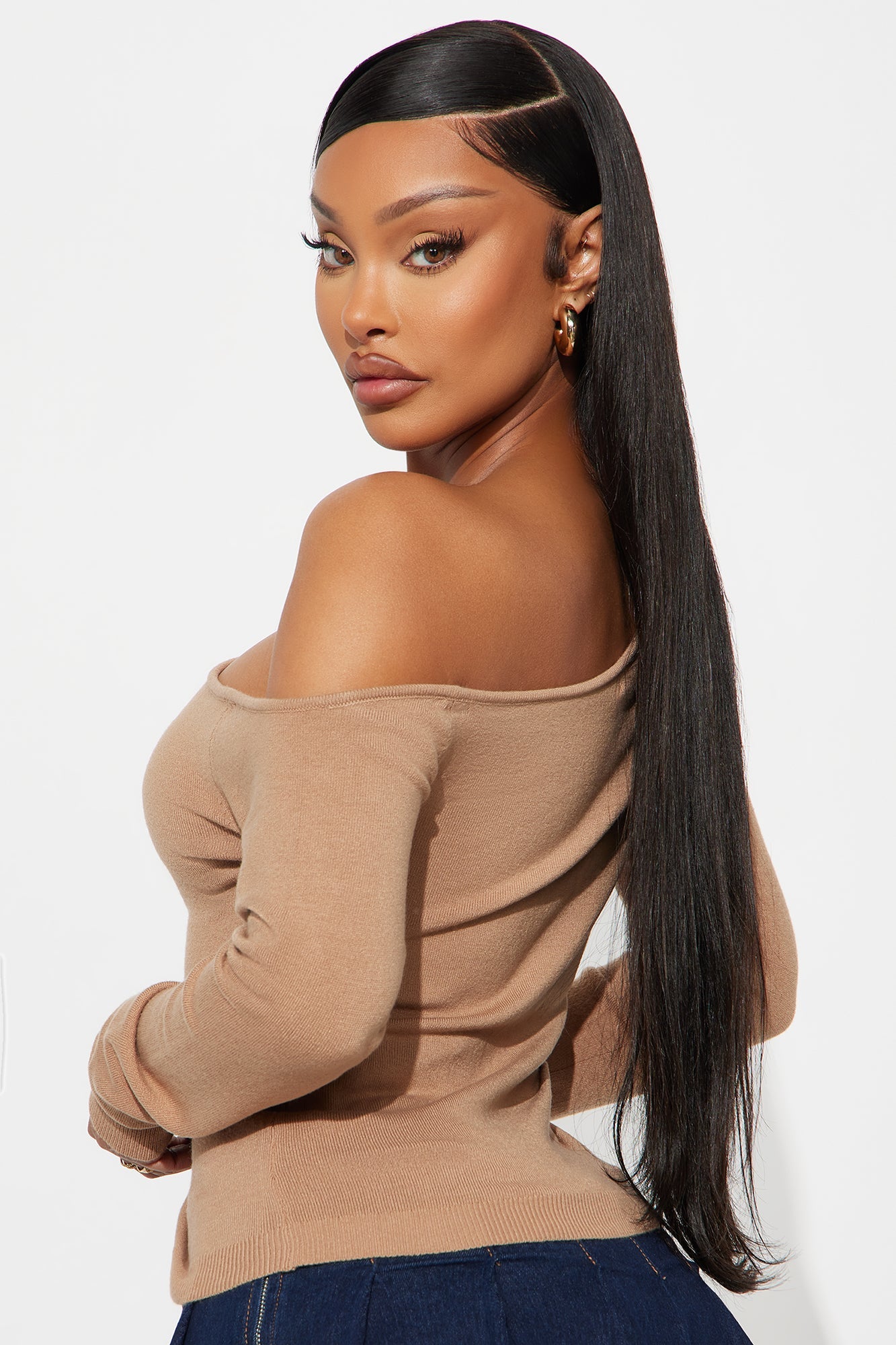 Girl Dinner One Shoulder Sweater - Mocha