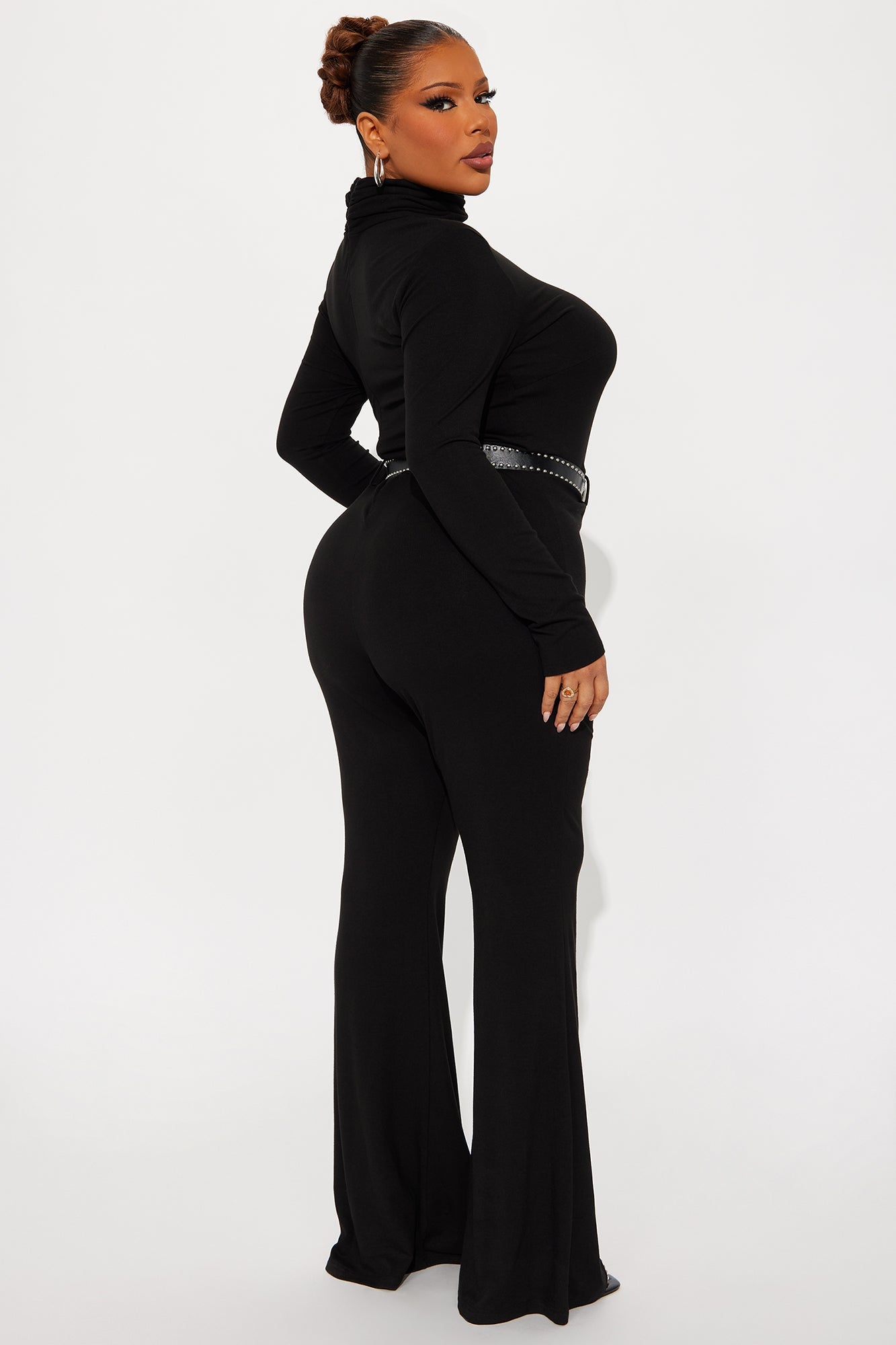 Leiah Long Sleeve Flare Jumpsuit - Black