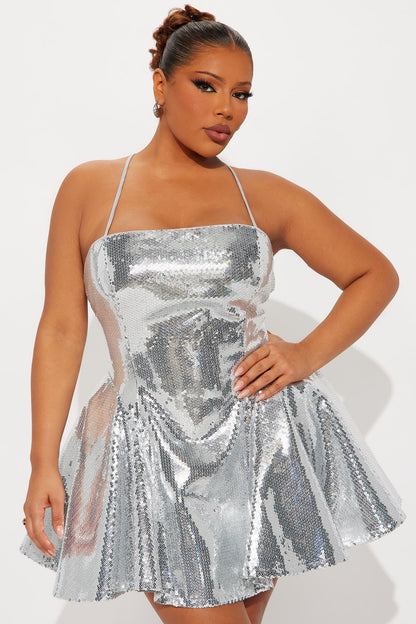 Glam Doll Sequin Mini Dress - Silver