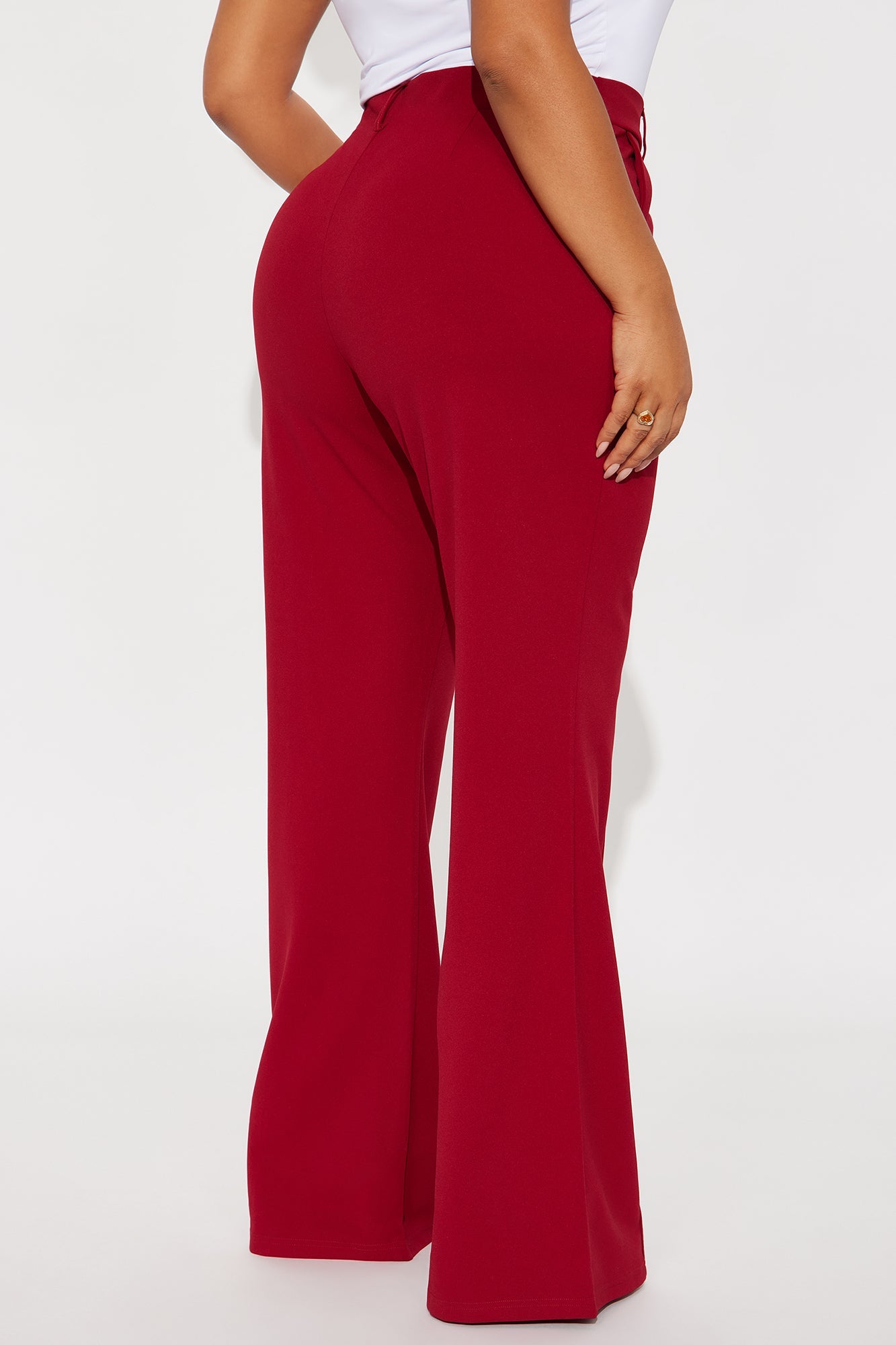 Heidi Wide Leg Trouser Pant - DarkRed