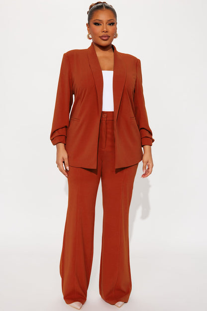 Heidi Wide Leg Trouser Pant - Rust