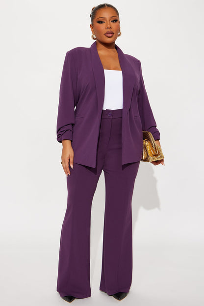 Heidi Wide Leg Trouser Pant - Plum