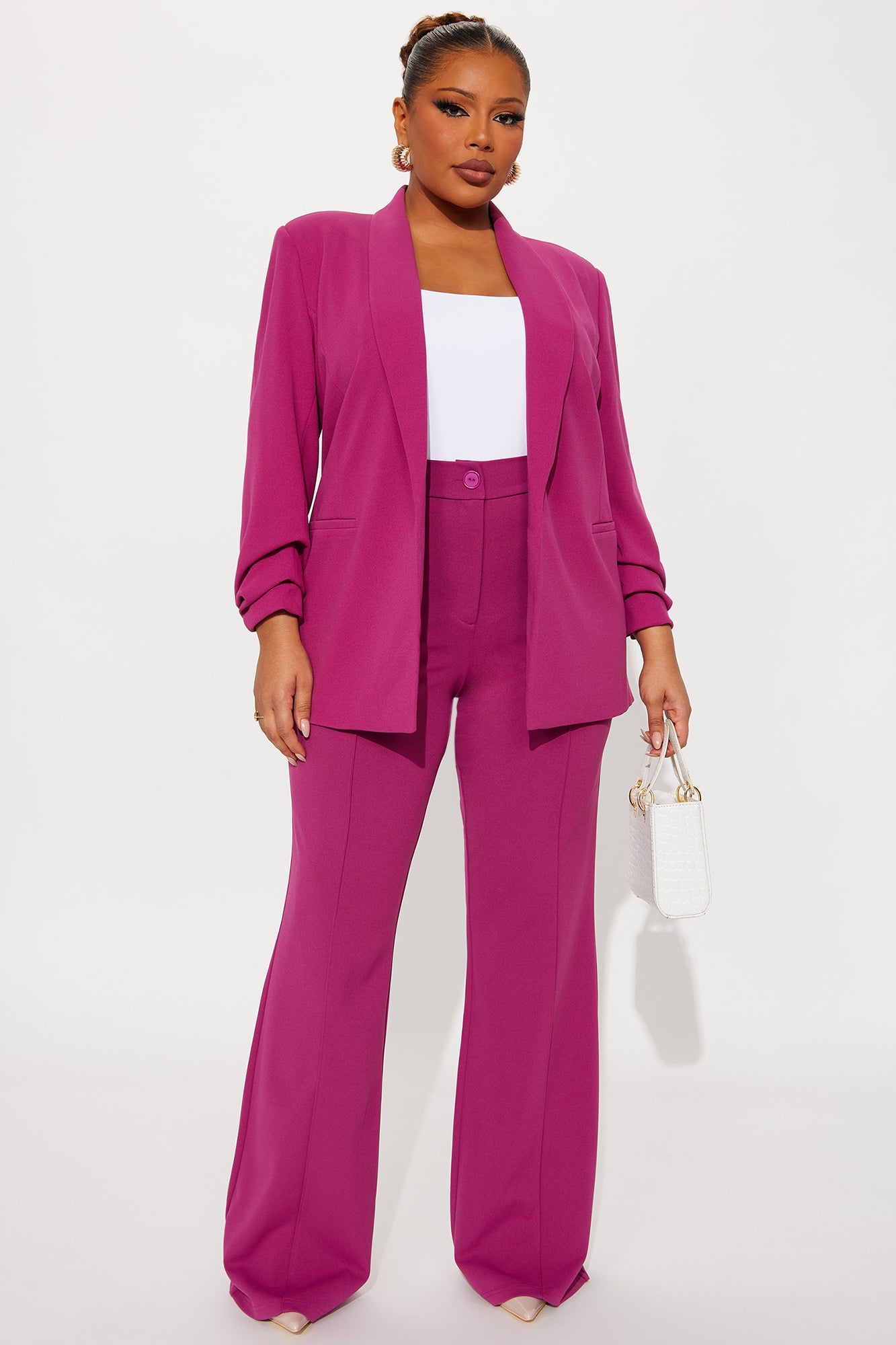 Heidi Wide Leg Trouser Pant - Raspberry