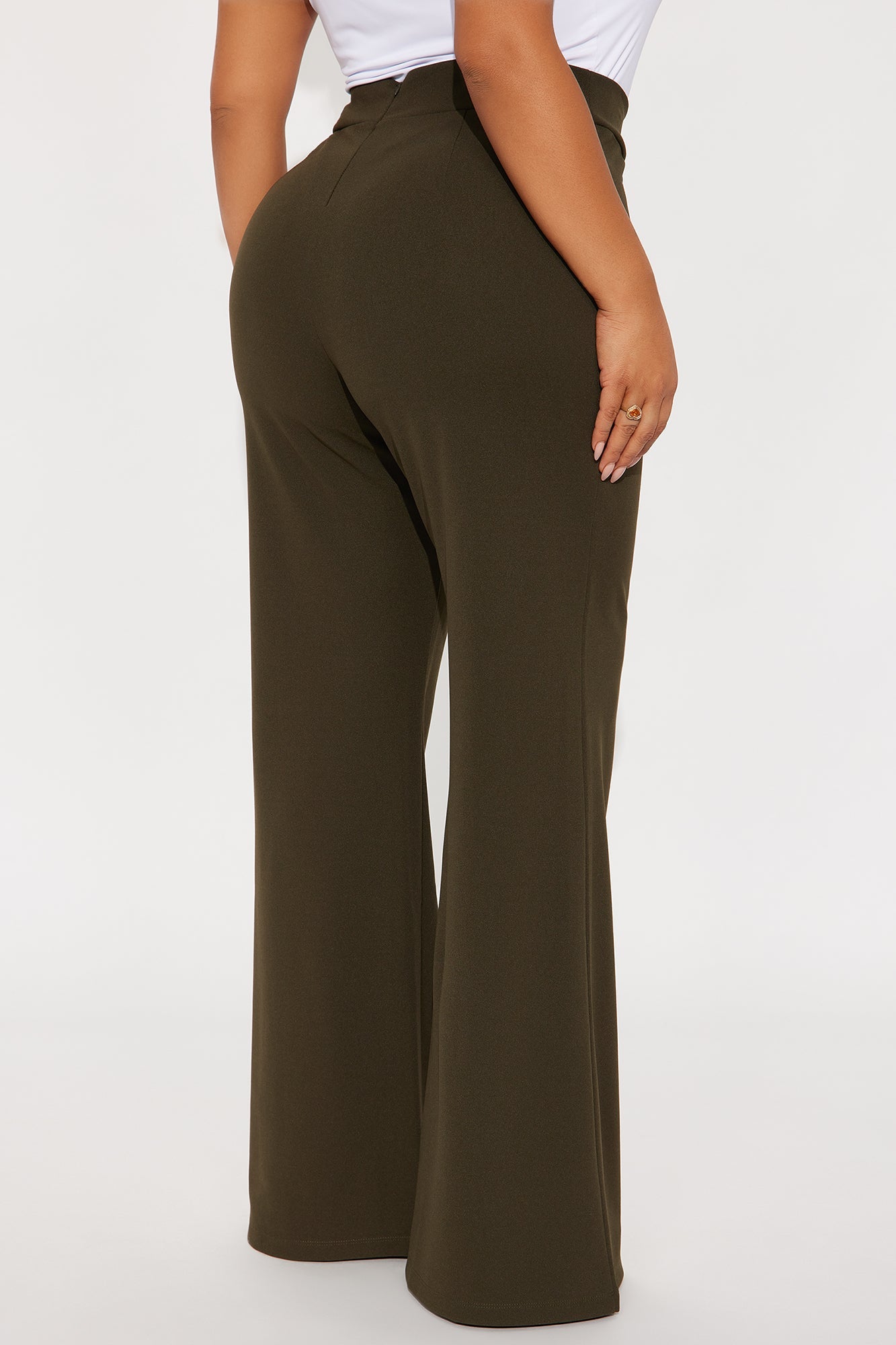 Victoria High Waisted Dress Pants - Olive 1
