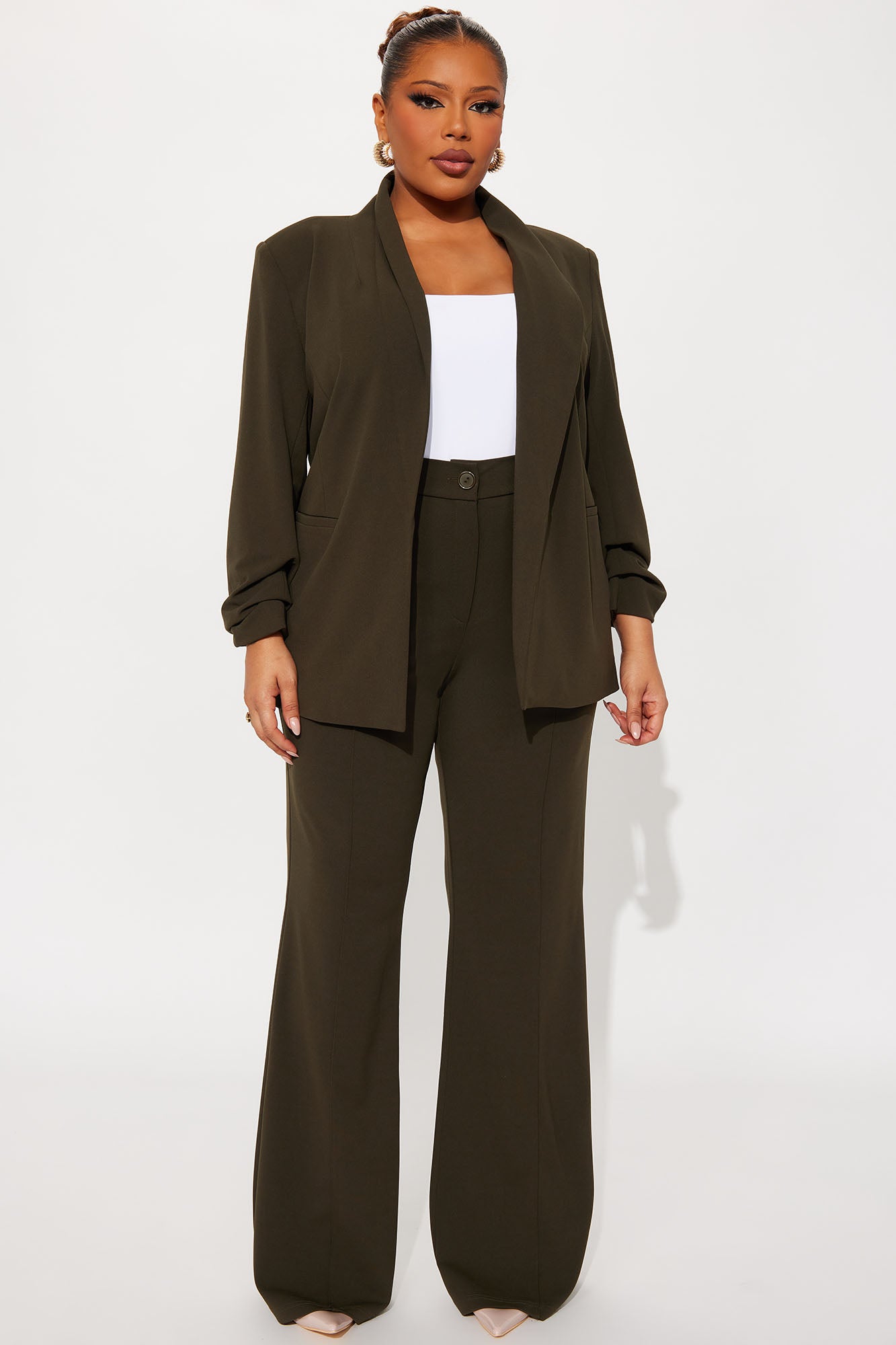 Heidi Wide Leg Trouser Pant - Olive