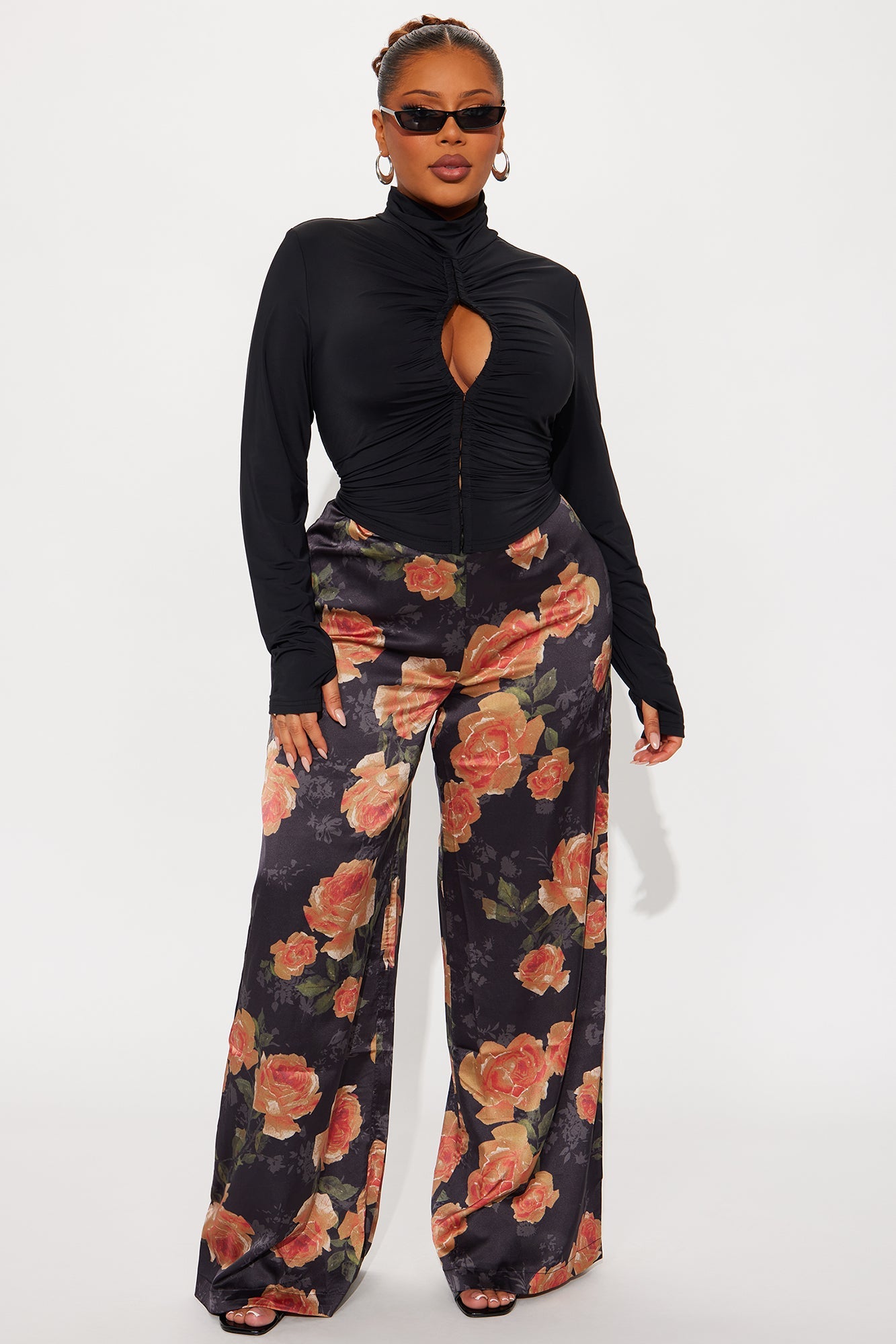 Honeymoon Trip Ruched Long Sleeve Top - Black