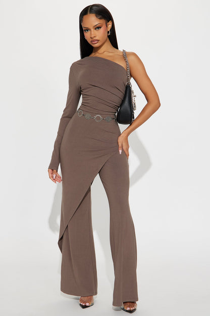 Maritza One Shoulder Jumpsuit - Charcoal