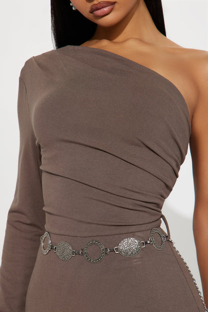 Maritza One Shoulder Jumpsuit - Charcoal