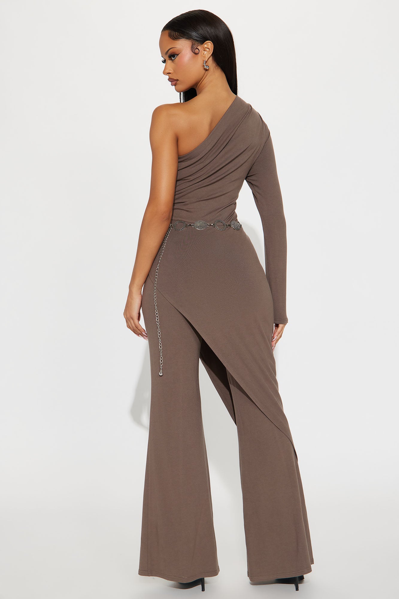 Maritza One Shoulder Jumpsuit - Charcoal