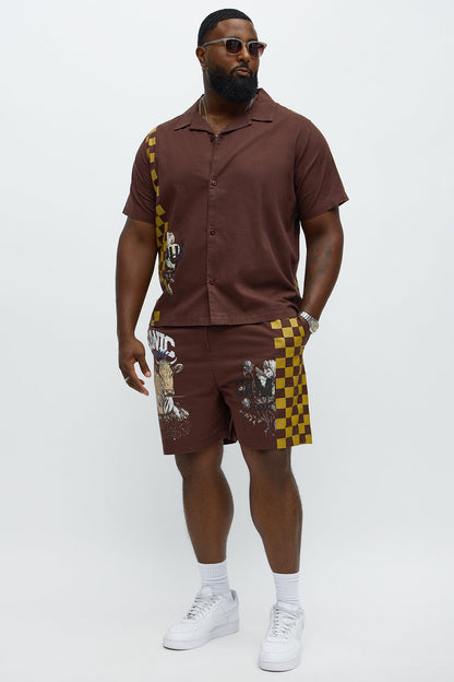 Groves Relaxed Drawstring Shorts - Dark Brown