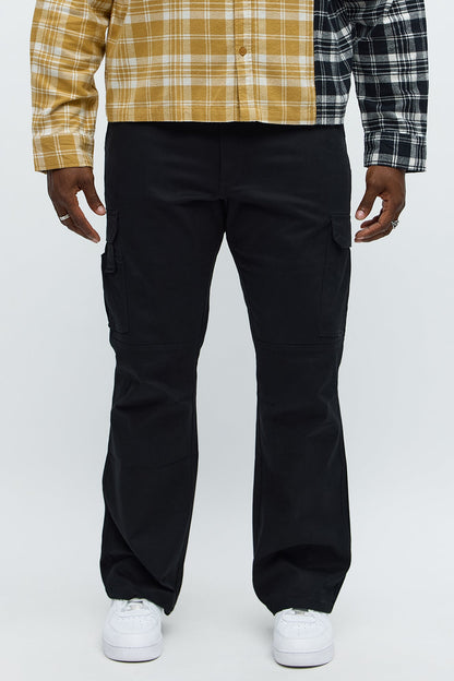 Stacked Slim Flare Kryptonite Cargo Pants - Black