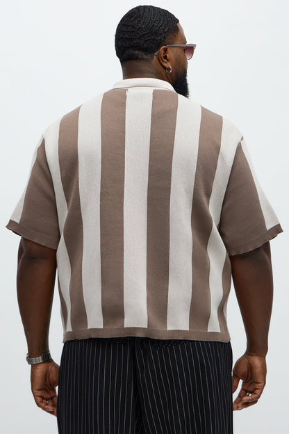 Relaxed Faux Button Up Shirt - Sand