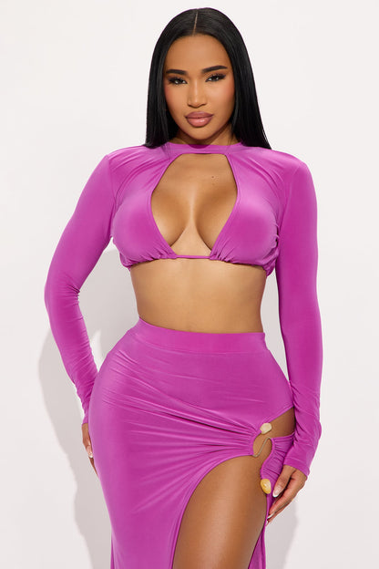 Best Intentions Long Sleeve Skirt Set - Magenta