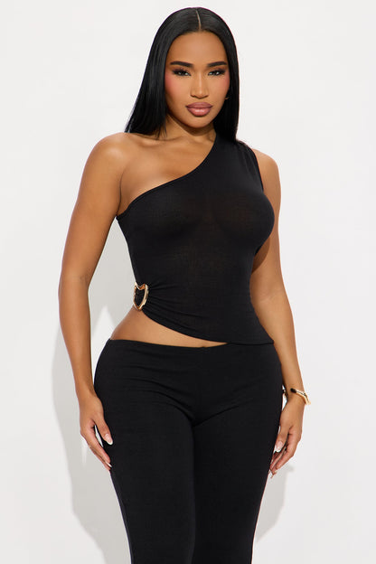 Stella One Shoulder Pant Set - Black