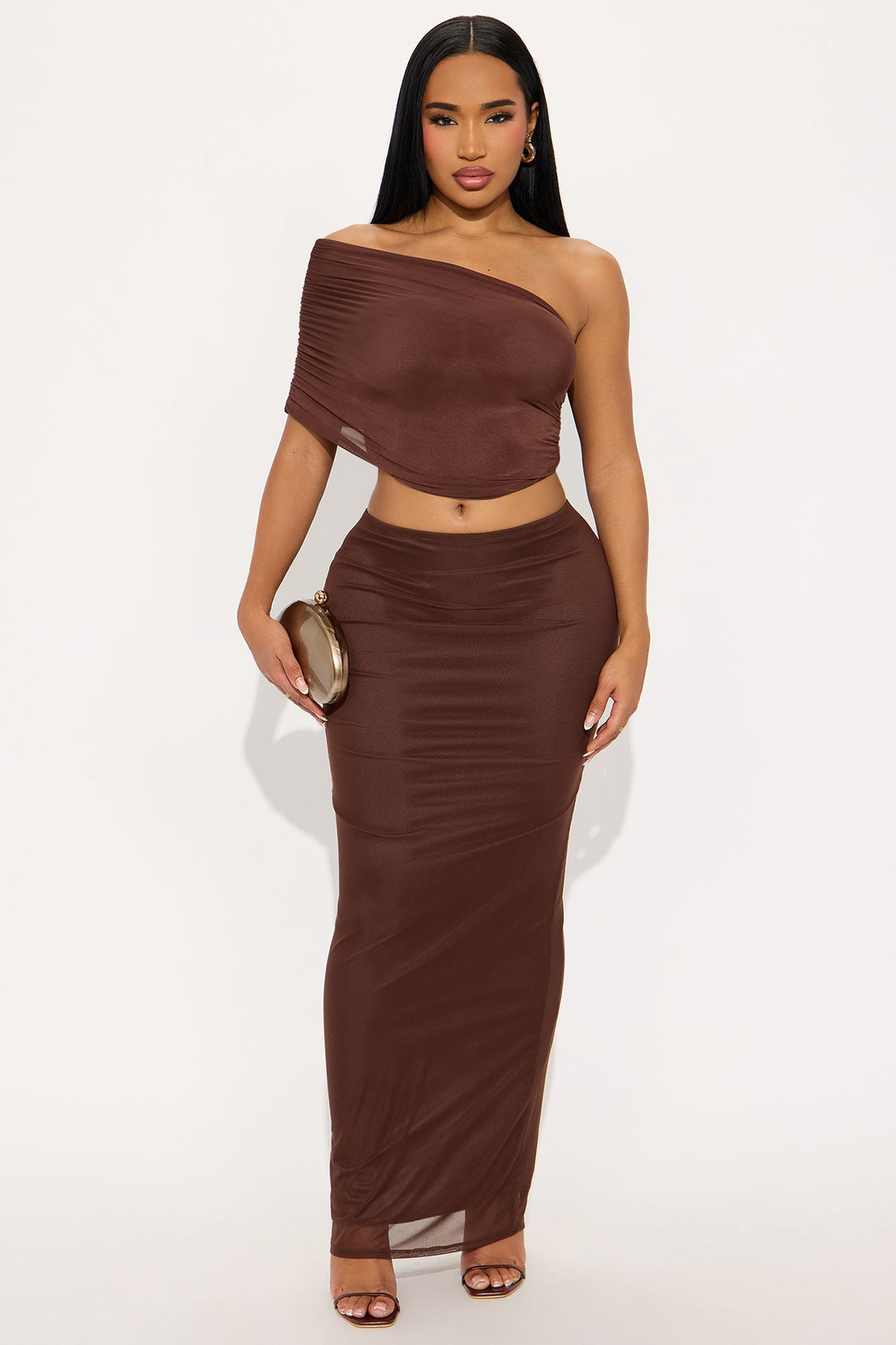 Emmeline Mesh Maxi Skirt - Chocolate