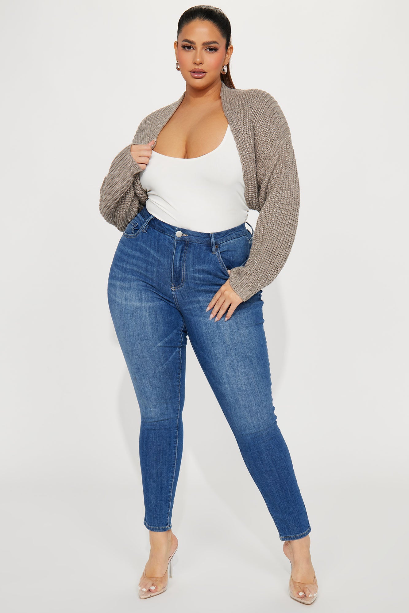 Cool Girl Mood Bolero Sweater - Taupe