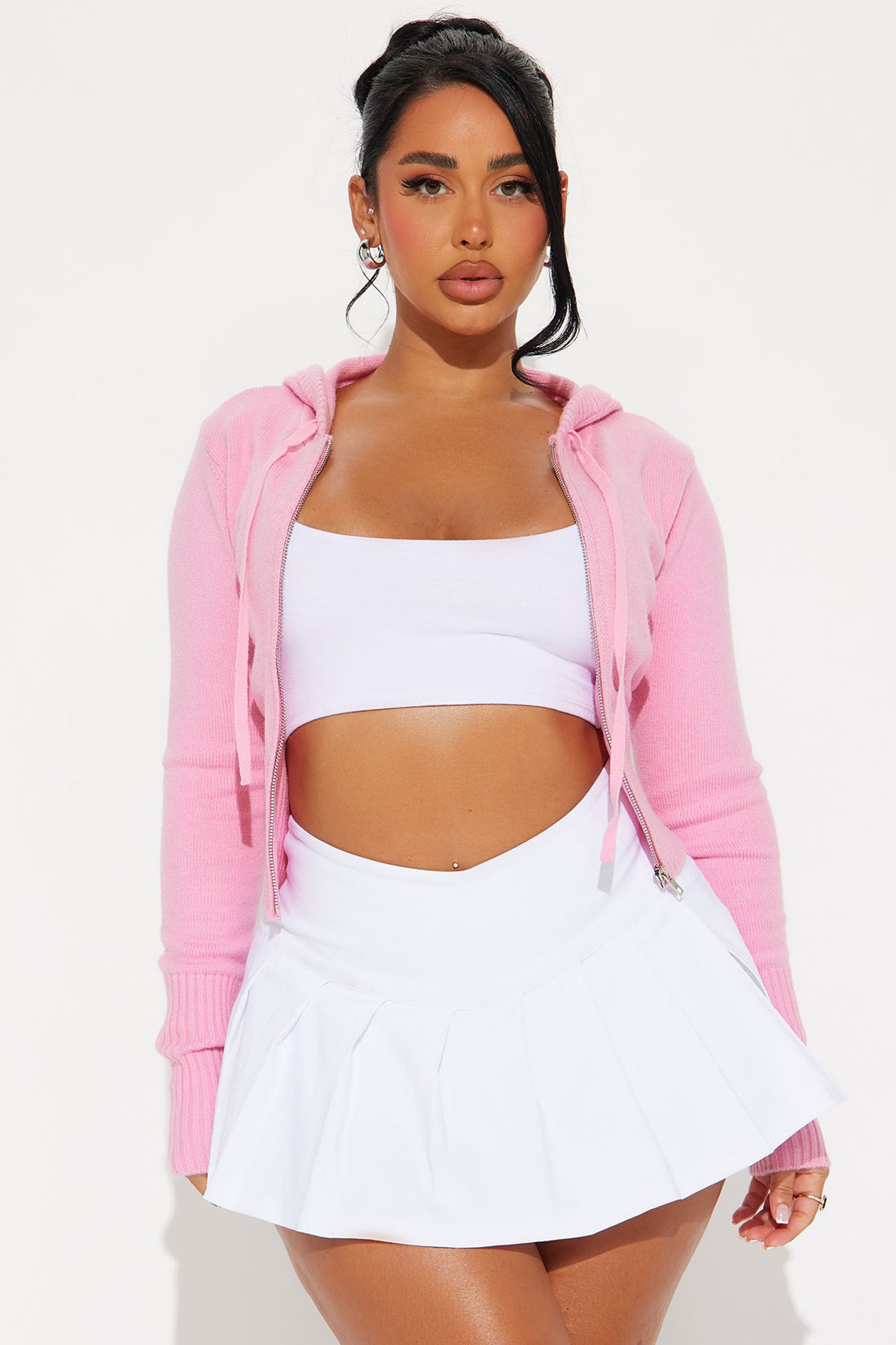 Lana Zip Up Sweater - Pink