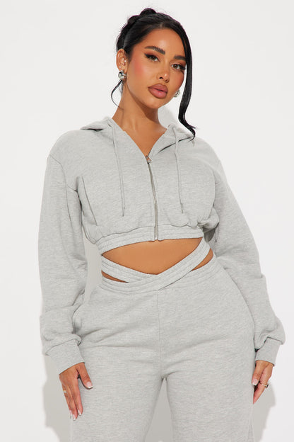 Chill Time Fleece Pant Set - Heather Grey