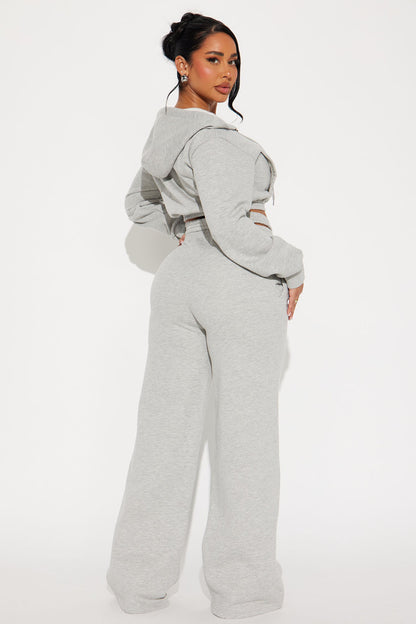 Chill Time Fleece Pant Set - Heather Grey