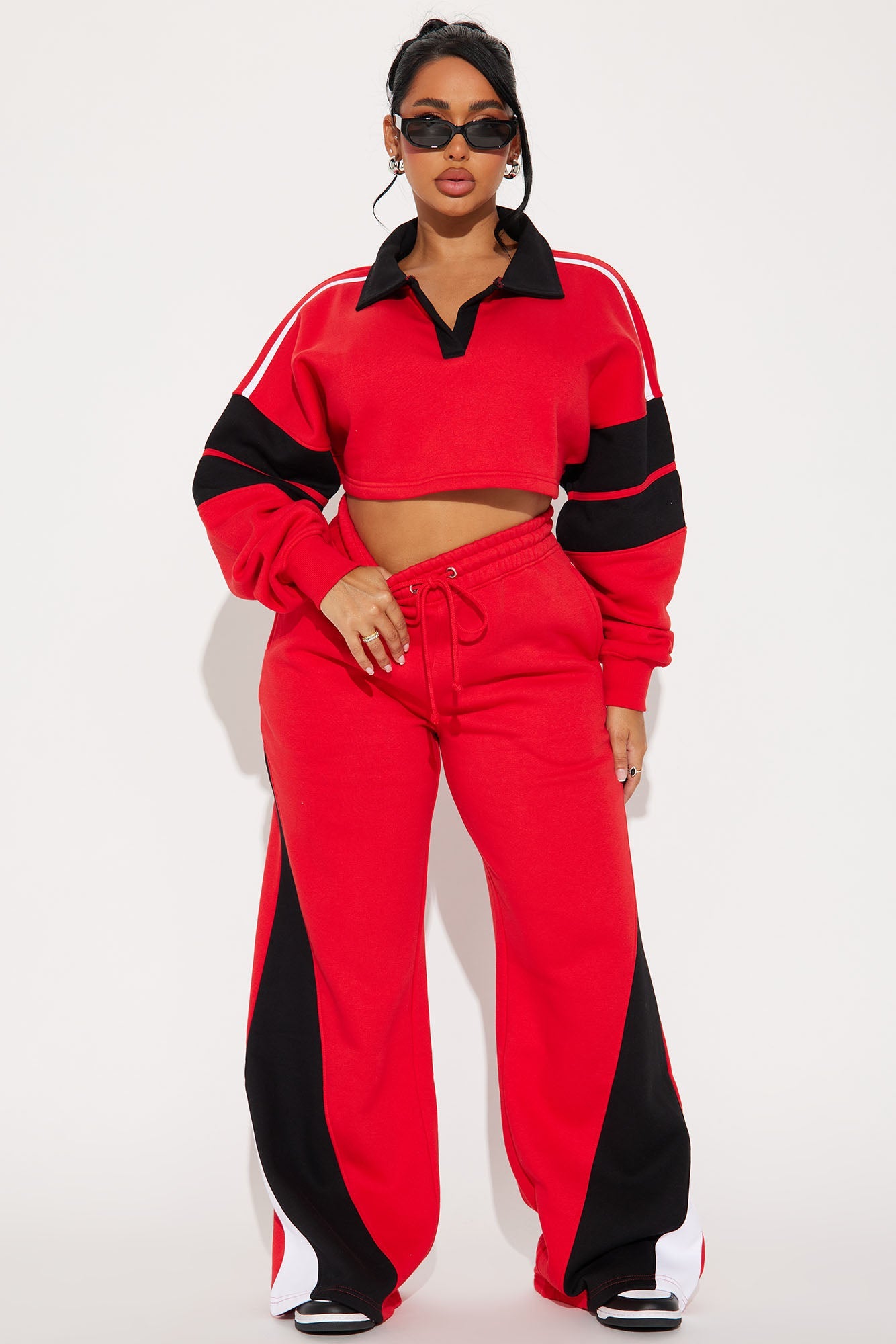 Sky Level Fly Fleece Pant Set - Red/combo