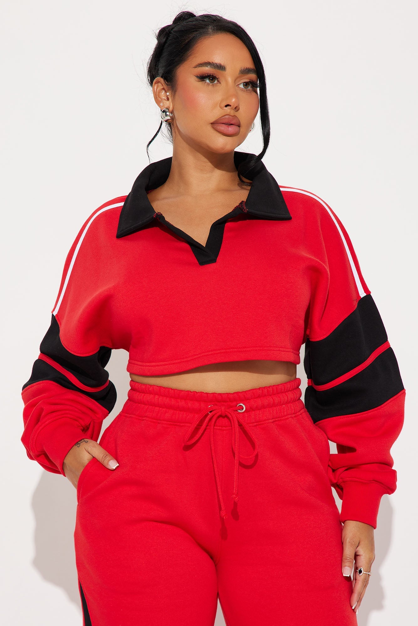 Sky Level Fly Fleece Pant Set - Red/combo