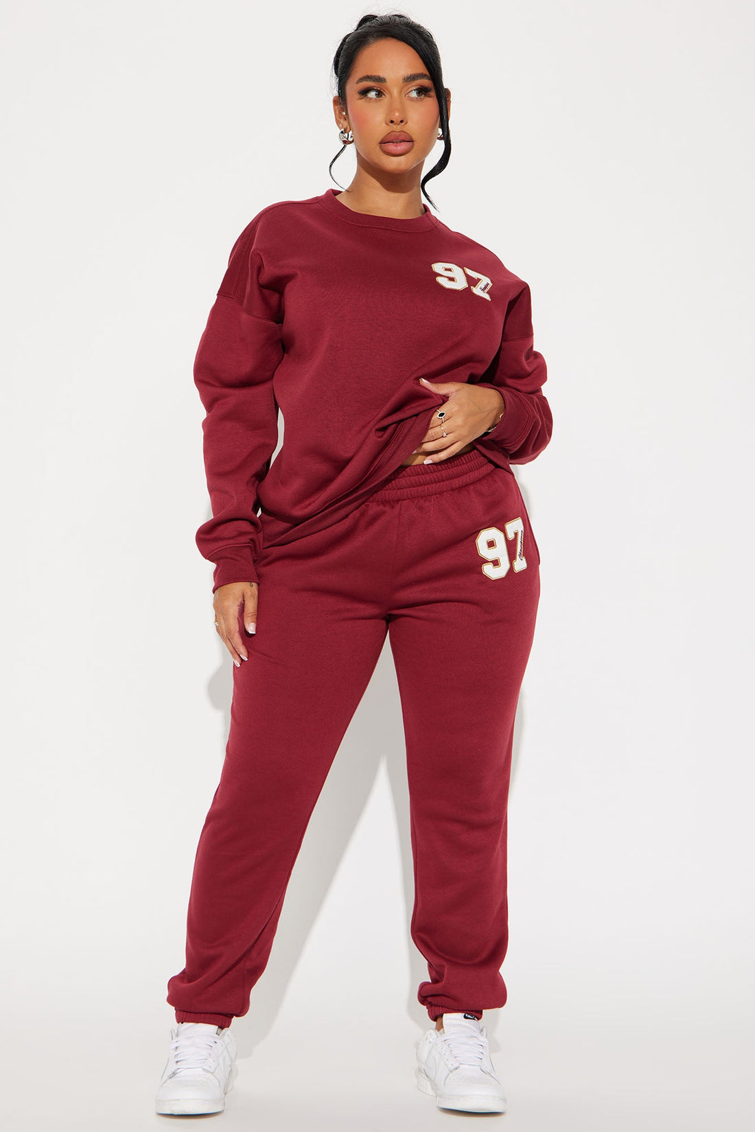 Low Key Fleece Jogger Set - Burgundy