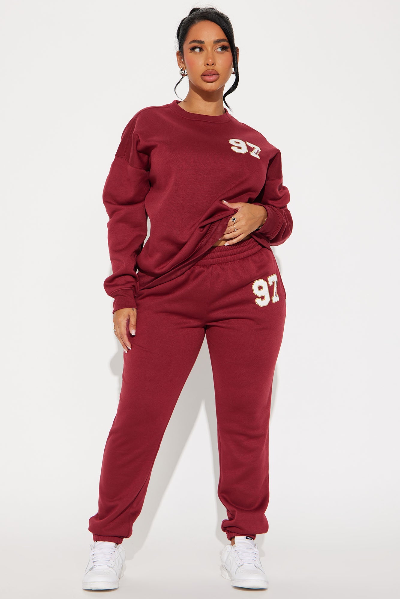 Low Key Fleece Jogger Set - Burgundy