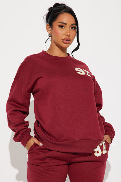 Low Key Fleece Jogger Set - Burgundy