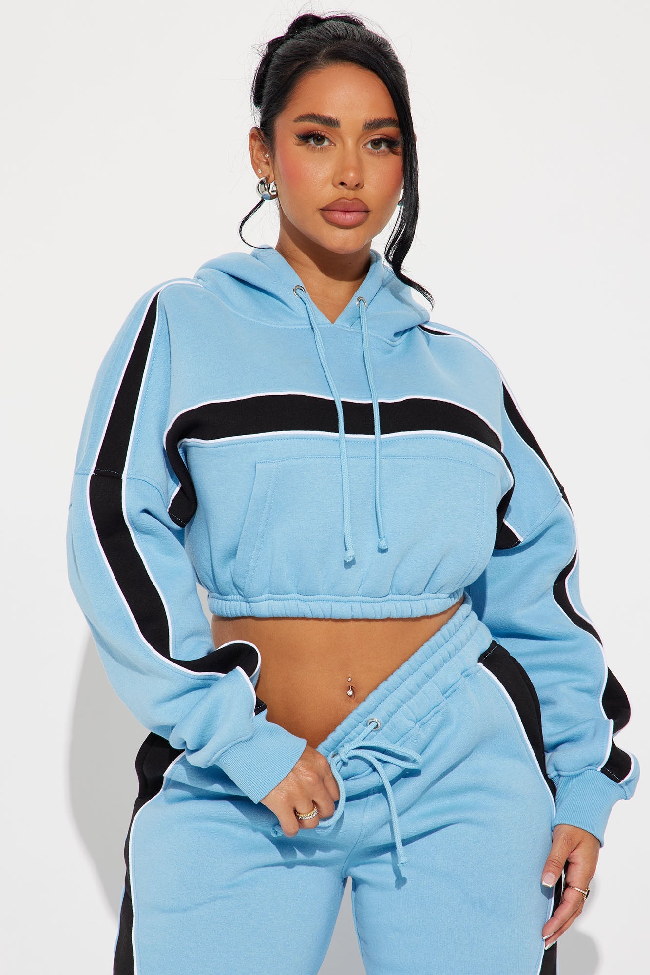 Sabrina Colorblock Fleece Pant Set - Blue/combo