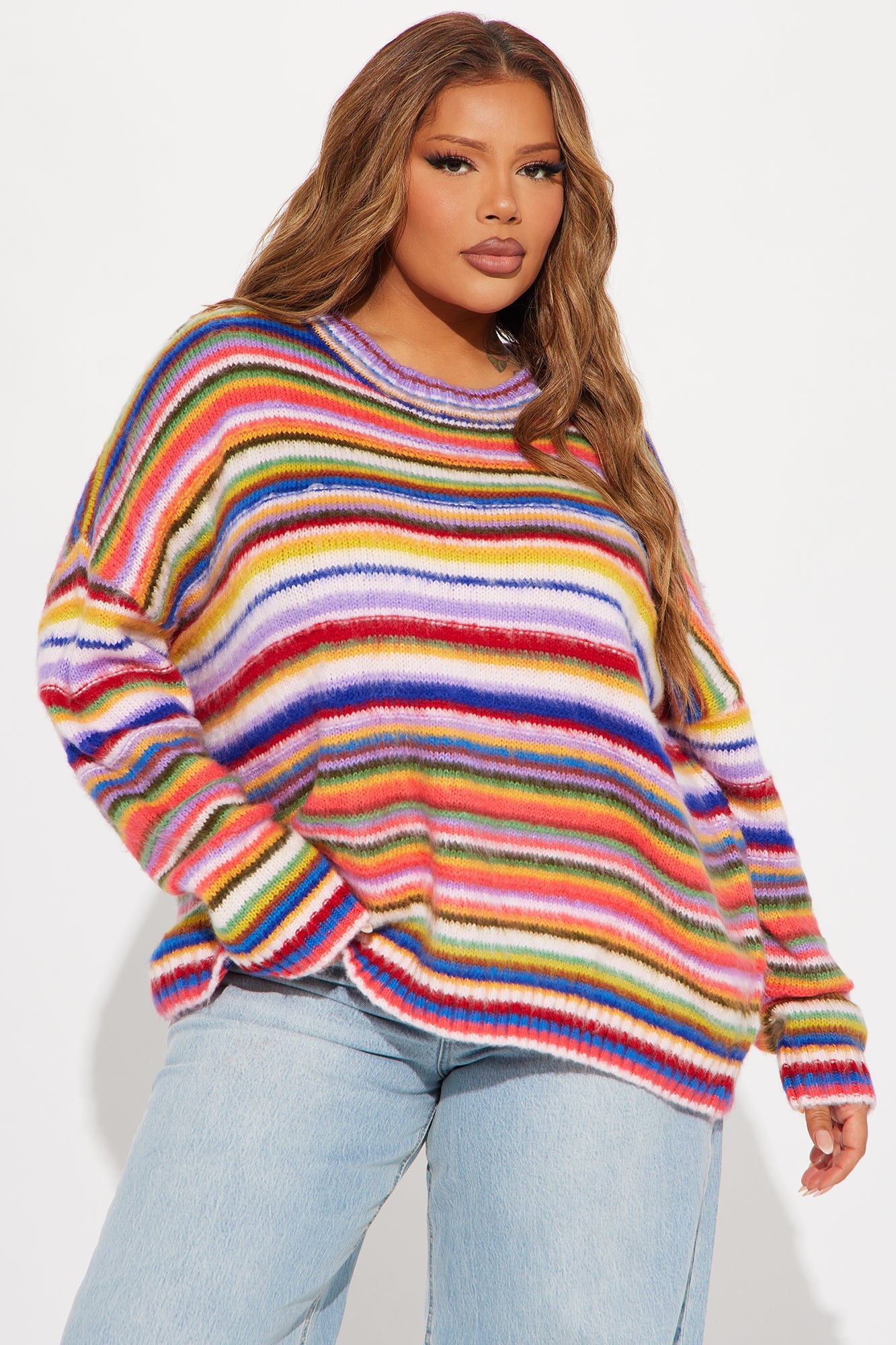 Soul Connection Striped Sweater - Multi Color