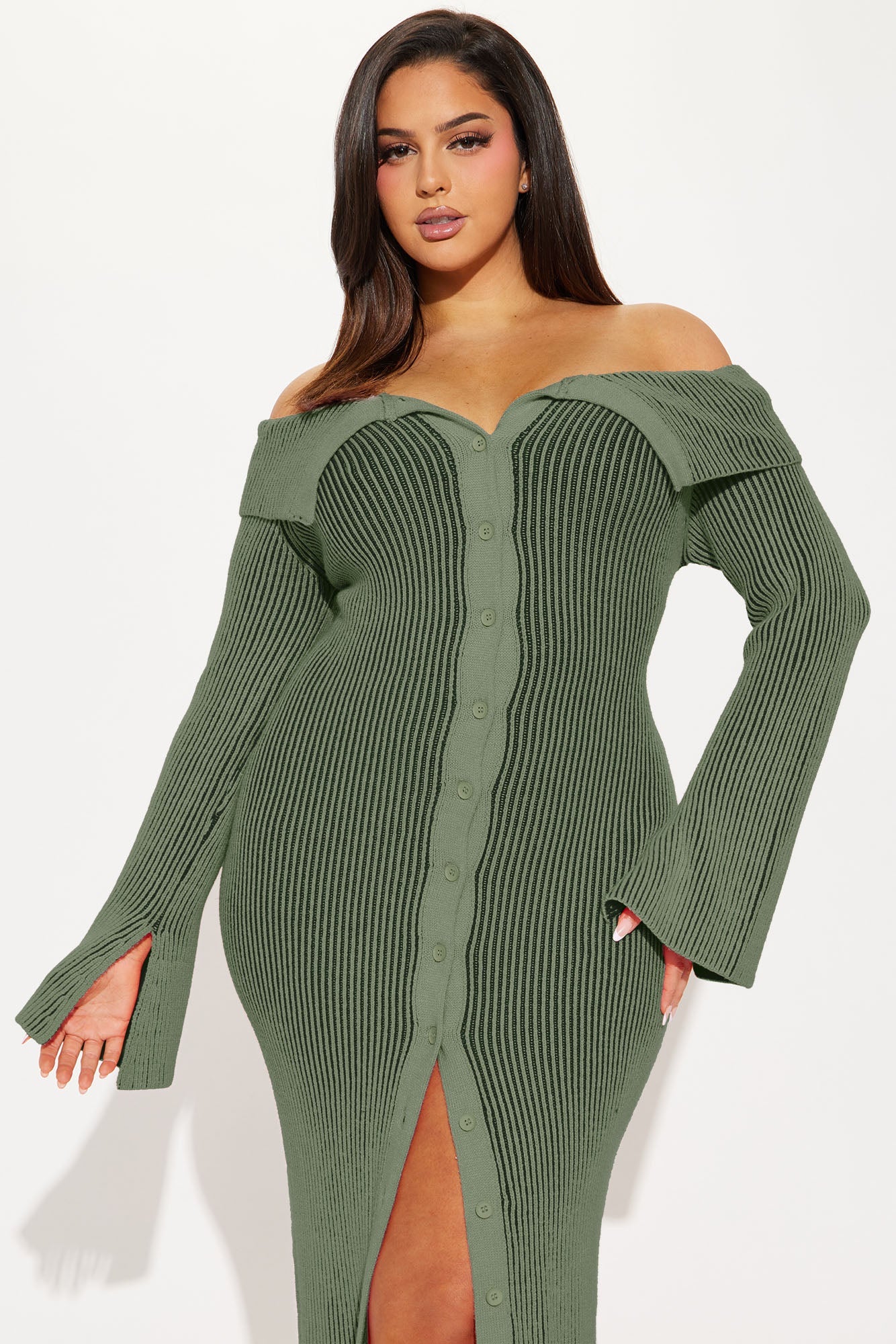 Megan Sweater Maxi Dress - Sage/combo