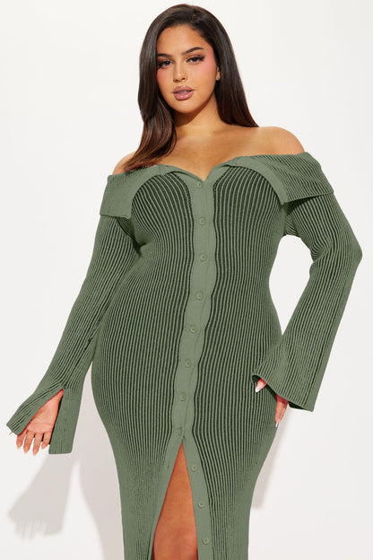 Megan Sweater Maxi Dress - Sage/combo